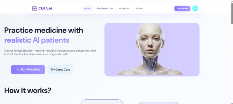 Cura AI homepage
